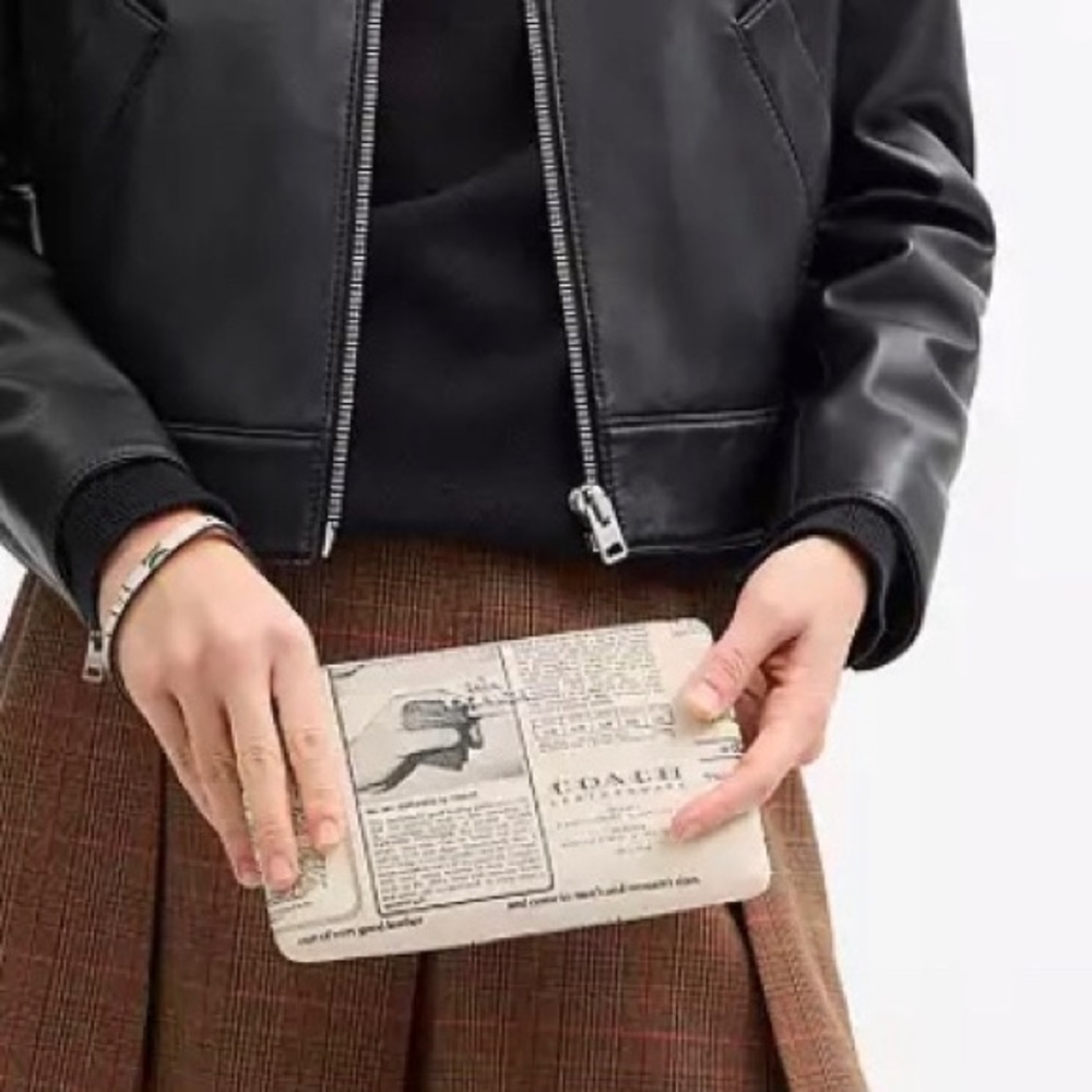 Coach Newspaper Print Wristlet - Picture 4 of 4